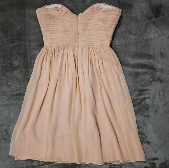 DONNA MORGAN Tube Dress | Coral Strapless 100% Silk Cinched Top Chiffon Mini - Picture 10 of 17